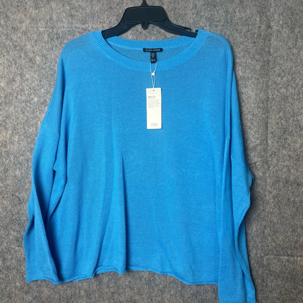 Eileen Fisher Woman Size XL Crewneck Organic‎ Linen & Organic Cotton Sweater NWT